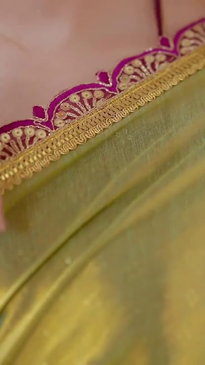 Yashika Women Chanderi Silk Solid Lace Boder Saree With Unstitched Blouse Piece |saree for Women | New Sari | Latest Saree